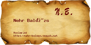 Nehr Balázs névjegykártya